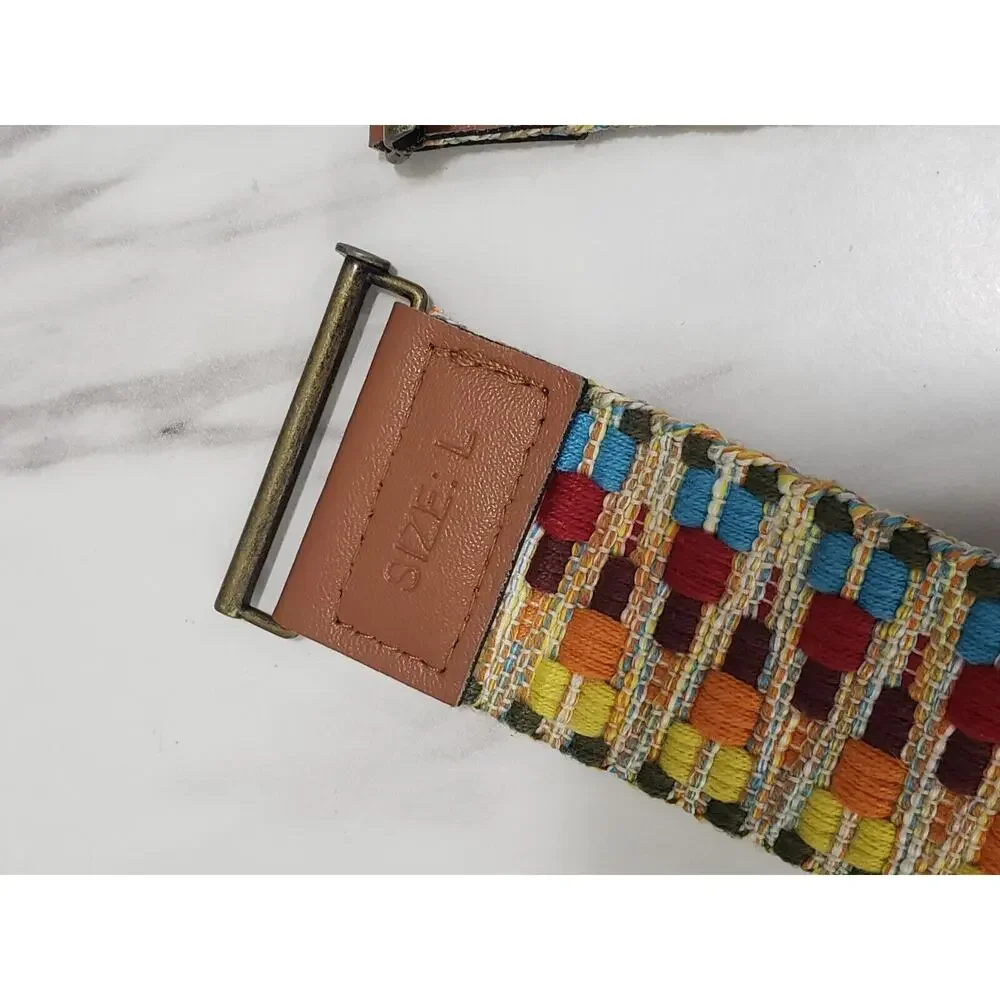 Rainbow‎ Embroidered Vintage Leather Stretch Brown Belt